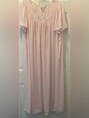 Vintage 80s Miss Elaine 'Classic Woman' Long Pink Nightgown  Sz 2X